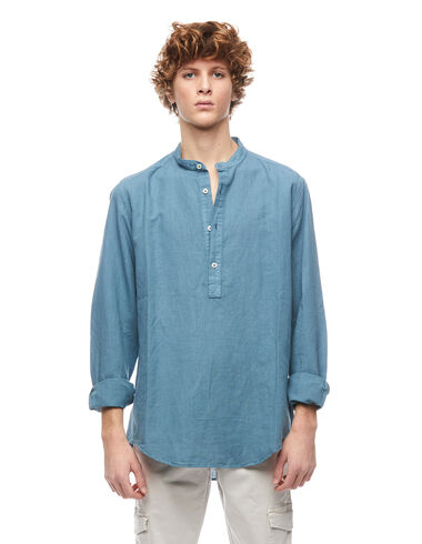 Light blue linen polo shirt - View all > - Nícoli