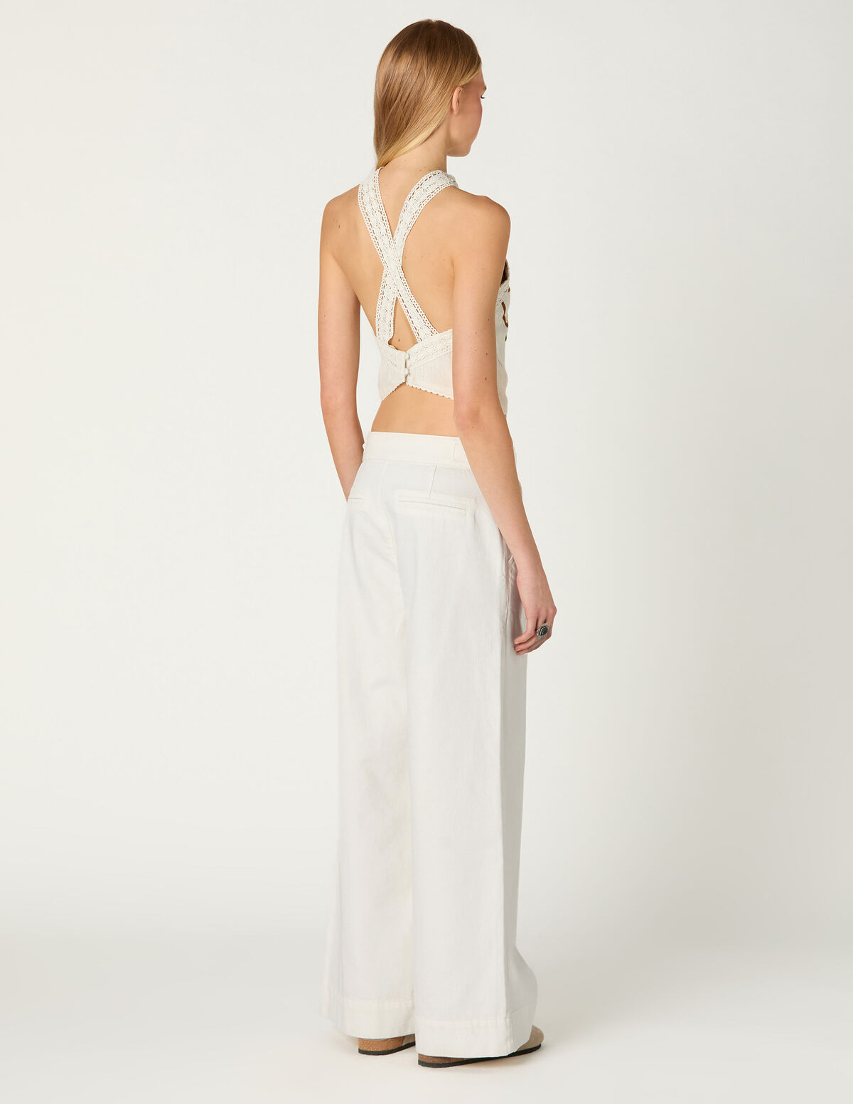 PANTALON JEAN &Agrave; BOUCLES &Eacute;CRU