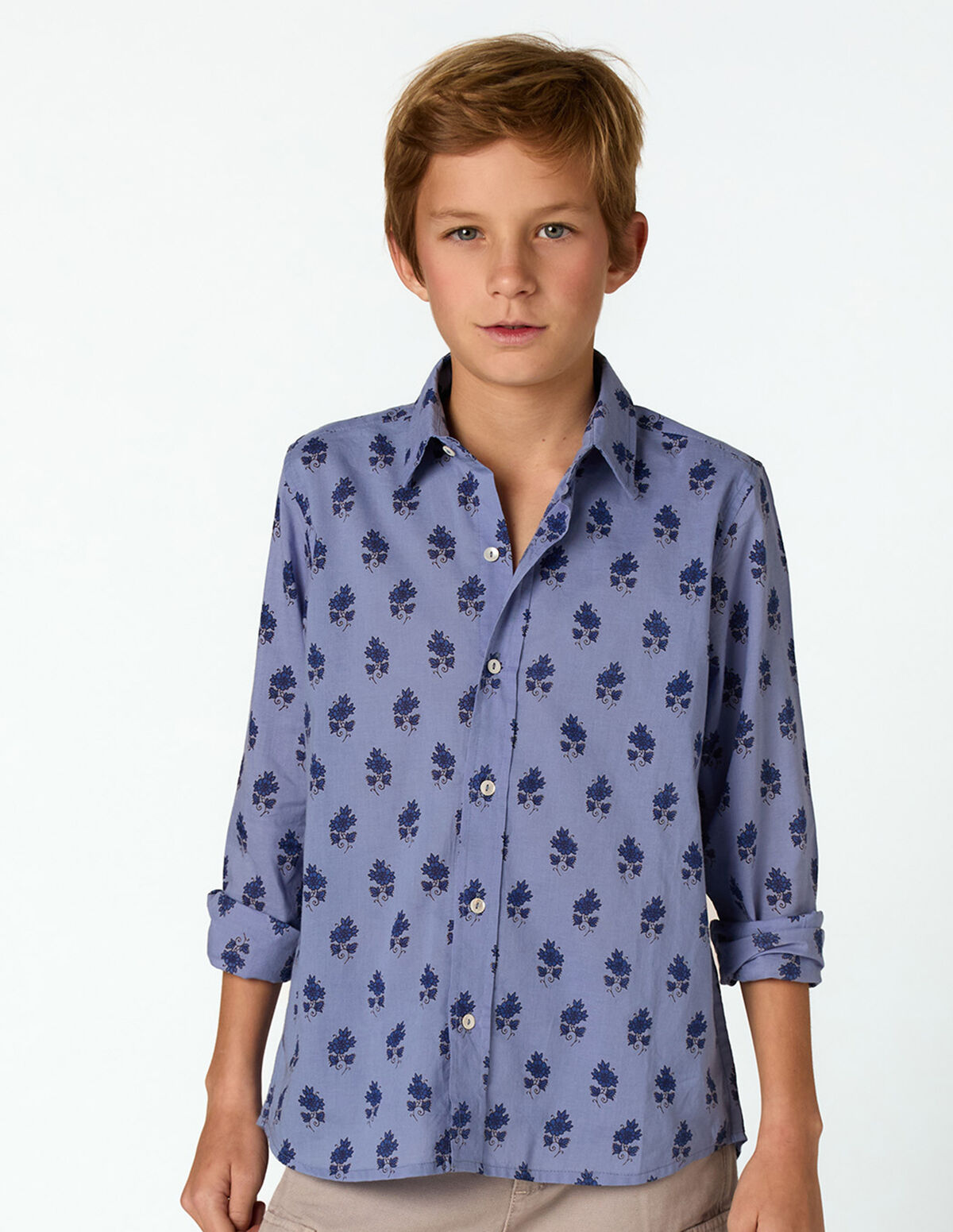 BLUE BUTI PRINT SHIRT