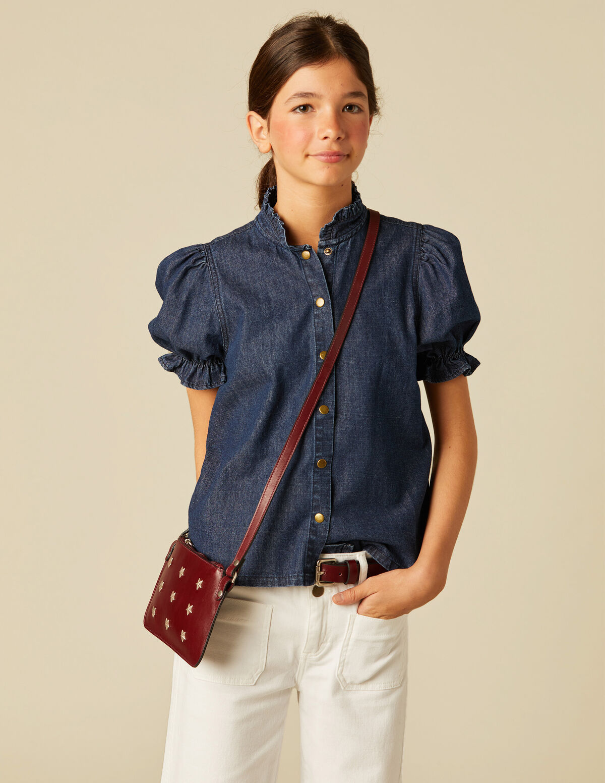 CAMISA DENIM MANGA CORTA