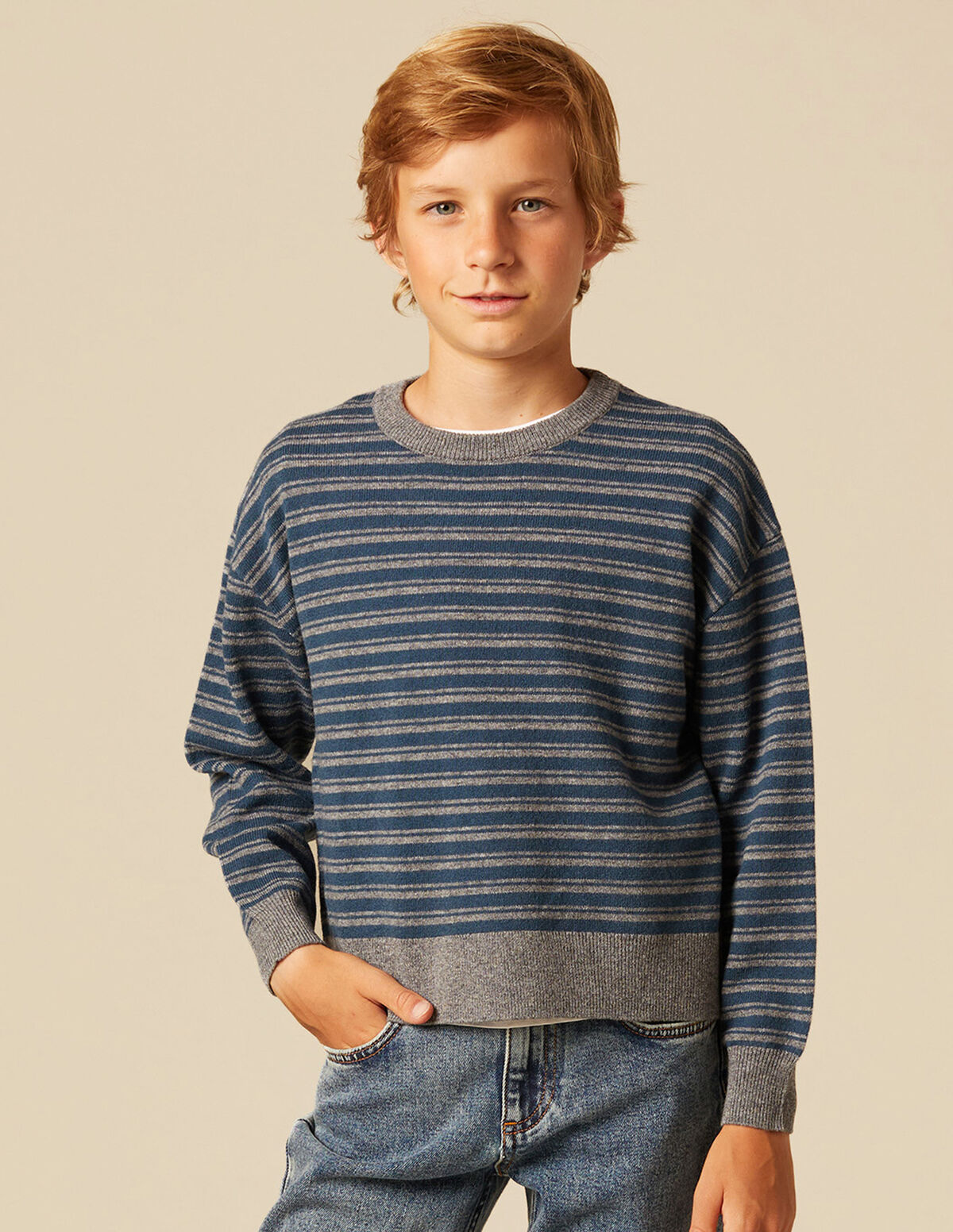 CAMISOLA RISCA CINZENTA AZUL