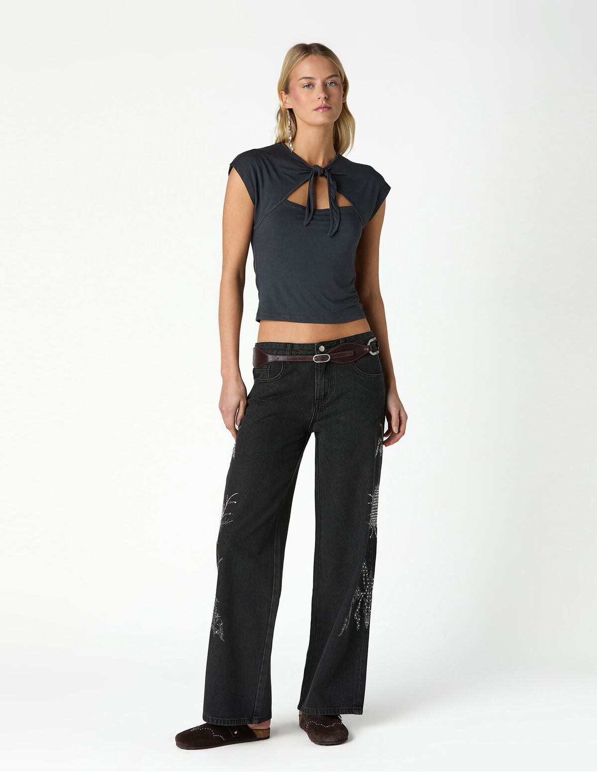 JEANS BORDADOS SEQUINS AZUL