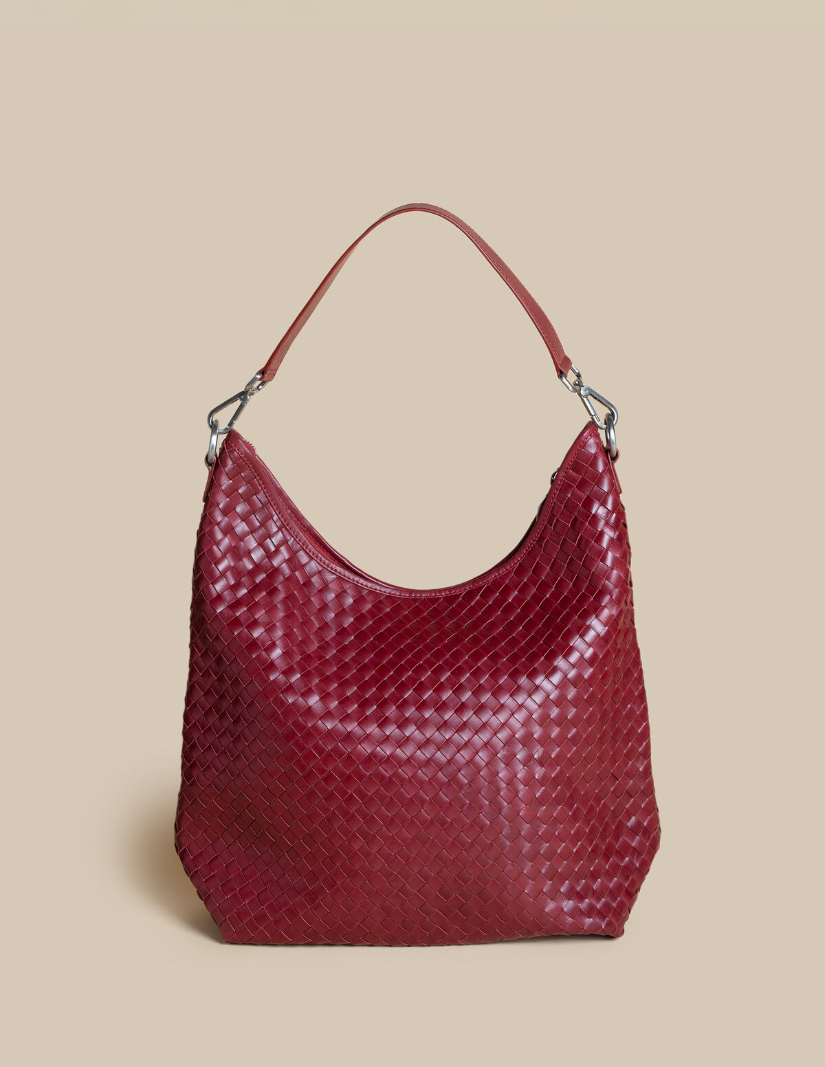BOLSO TRENZADO PIEL GUINDA