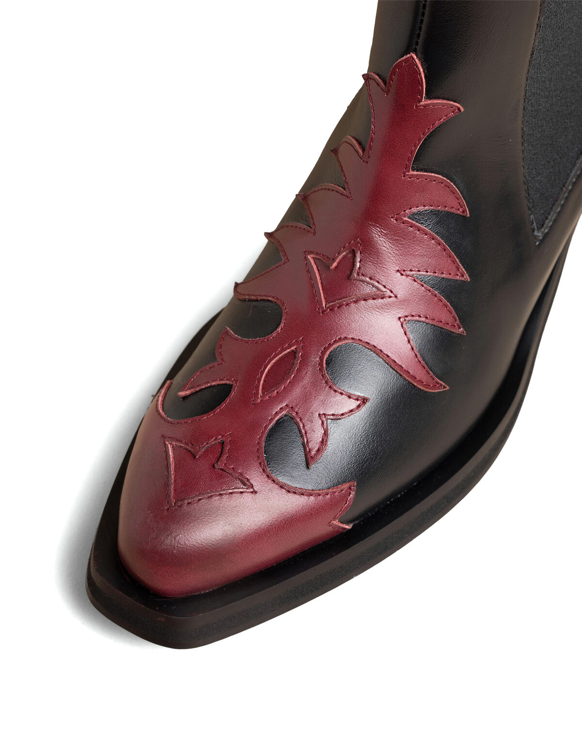 BICOLOR COWBOY ANKLE BOOTS