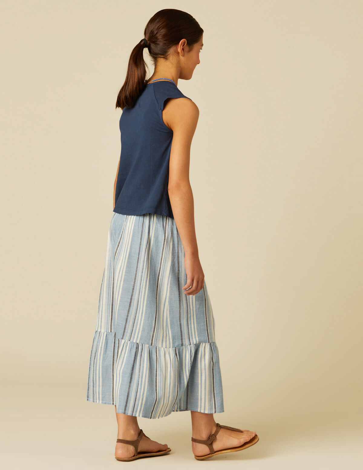 FALDA VOLANTE AZUL RAYA