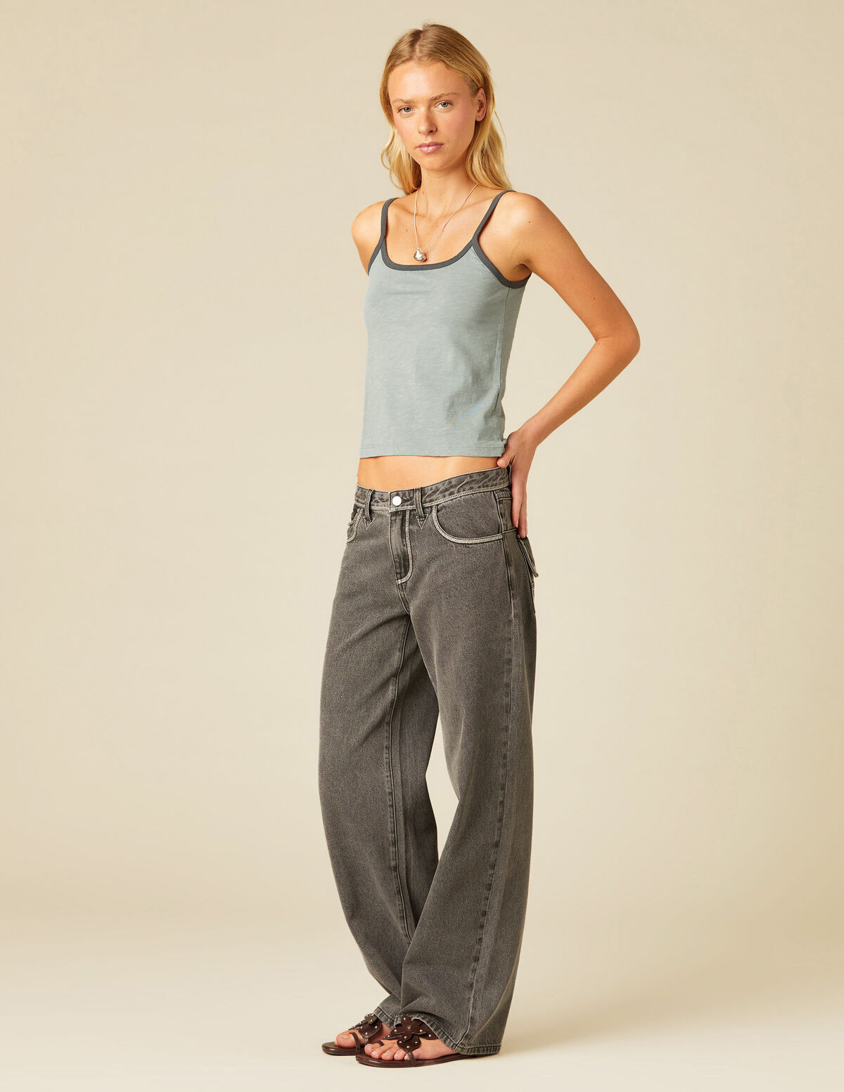 CAMISETA TIRANTE BICOLOR GRIS