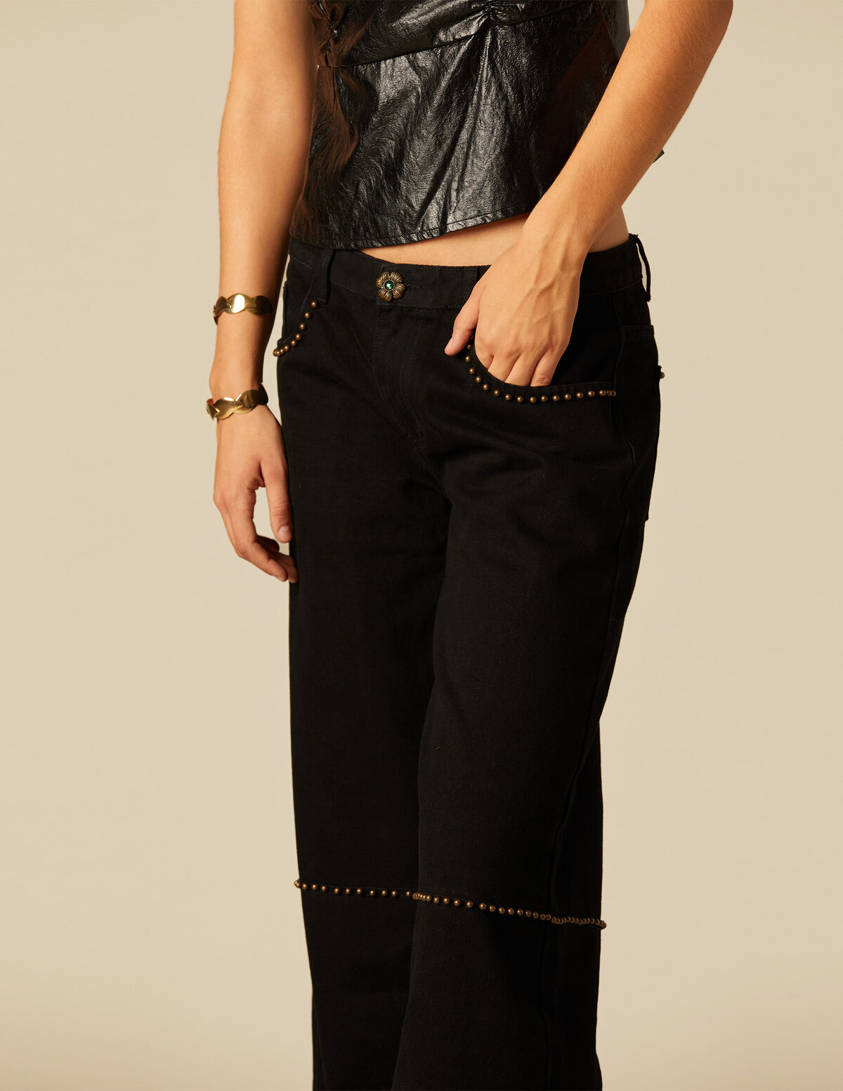 ANTHRACITE FLOWER TROUSERS