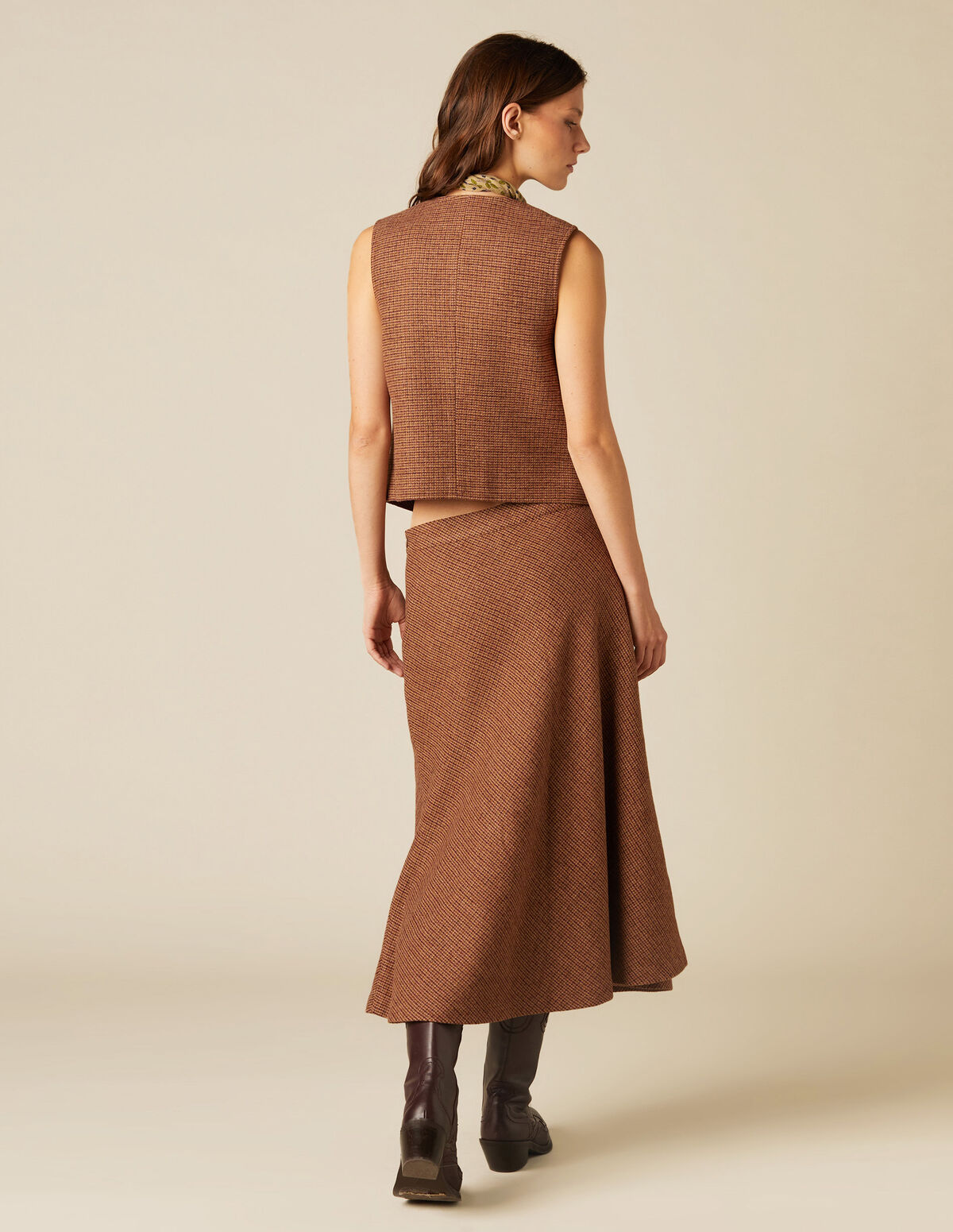 BROWN CHECKED WAISTCOAT