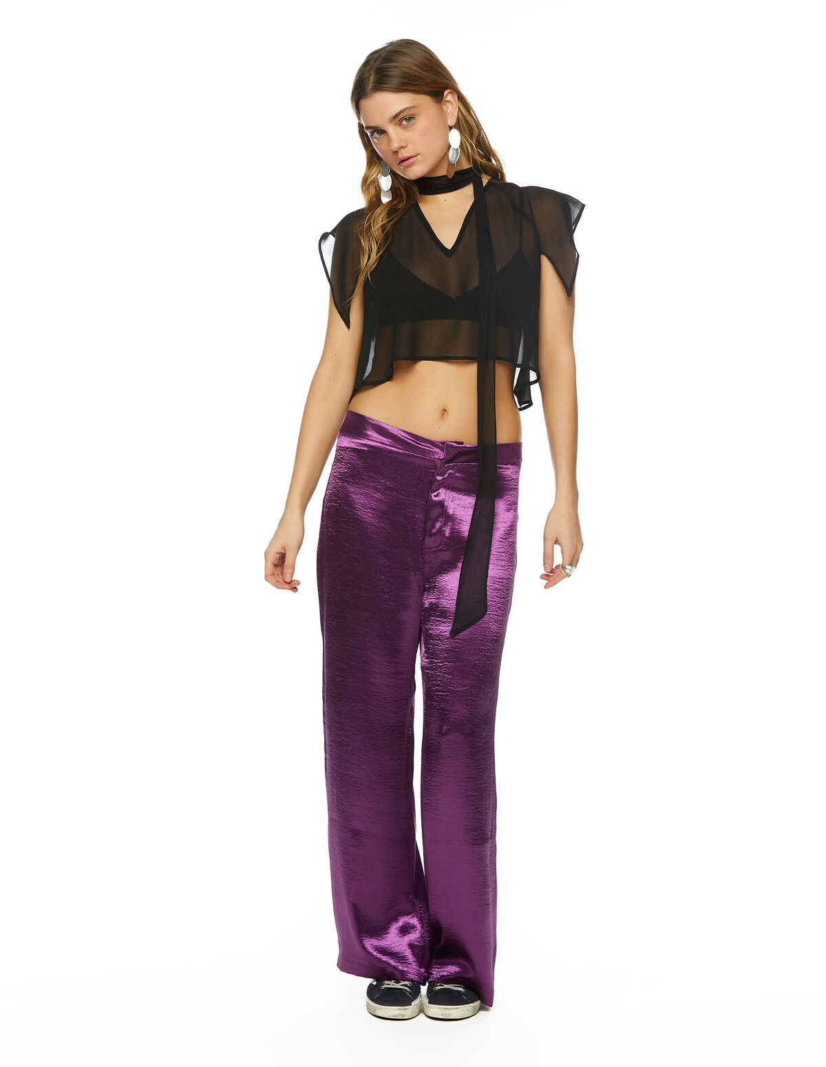 Berry mid rise glossy trousers - Clothing - Nícoli