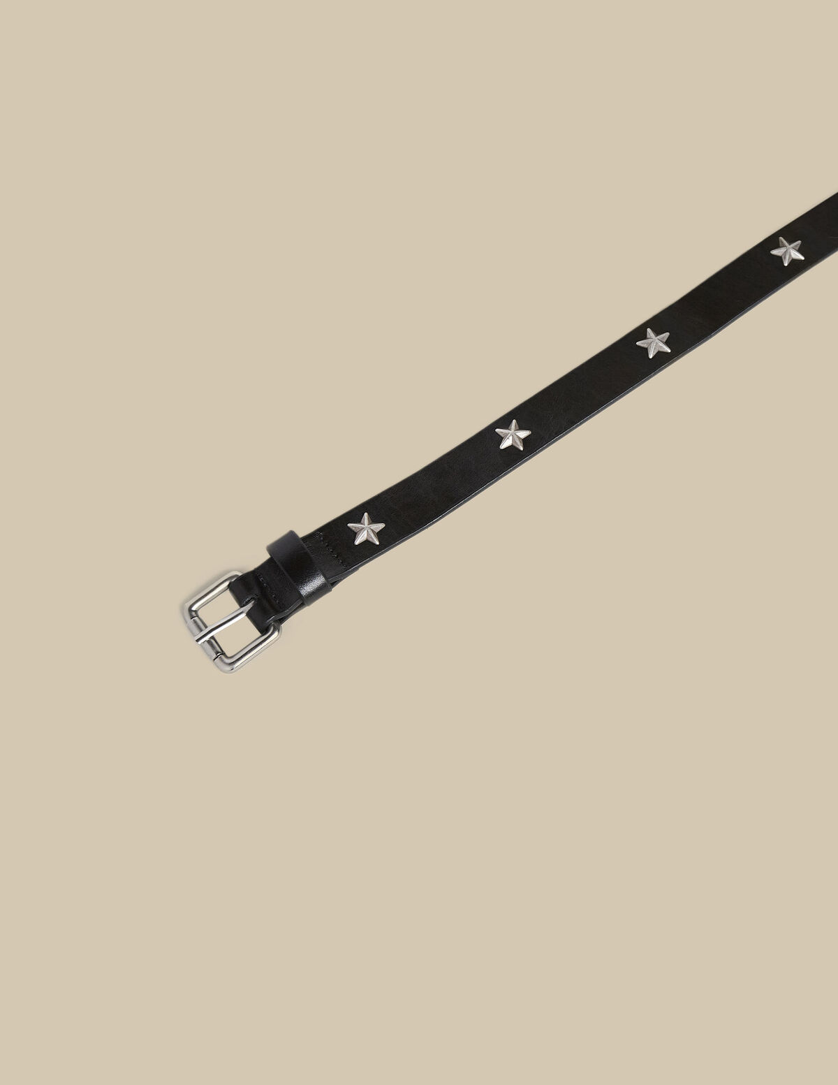 Cinturón estrellas hebilla plateada negro