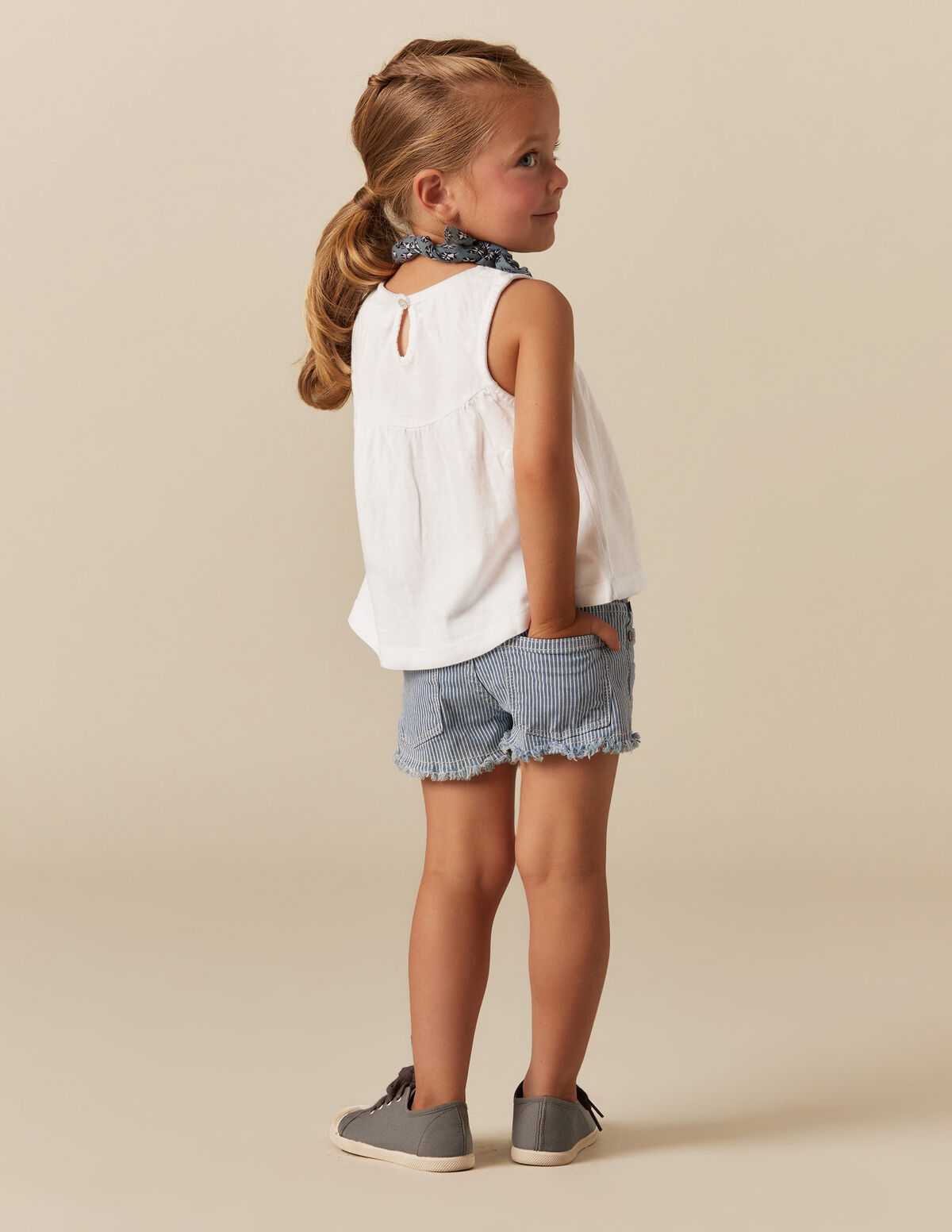 SHORT RAYURE ROUGE