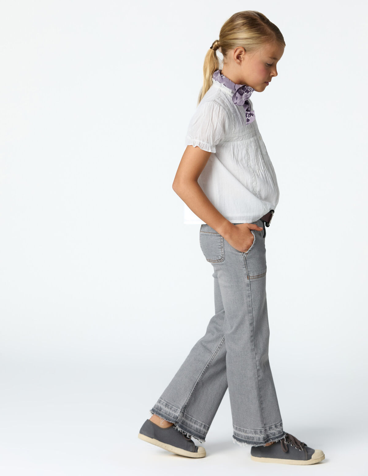 Pantalon wide leg jean bleu