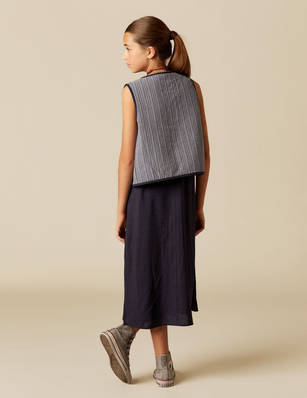 BLUE LUREX STRIPED WAISTCOAT