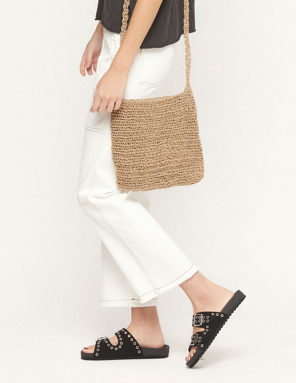 Natural raffia tote bag