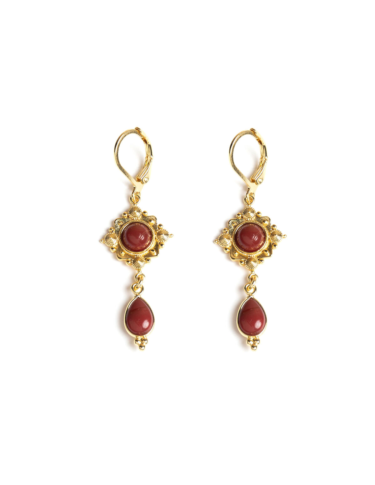 MAROON SQUARE EARRINGS