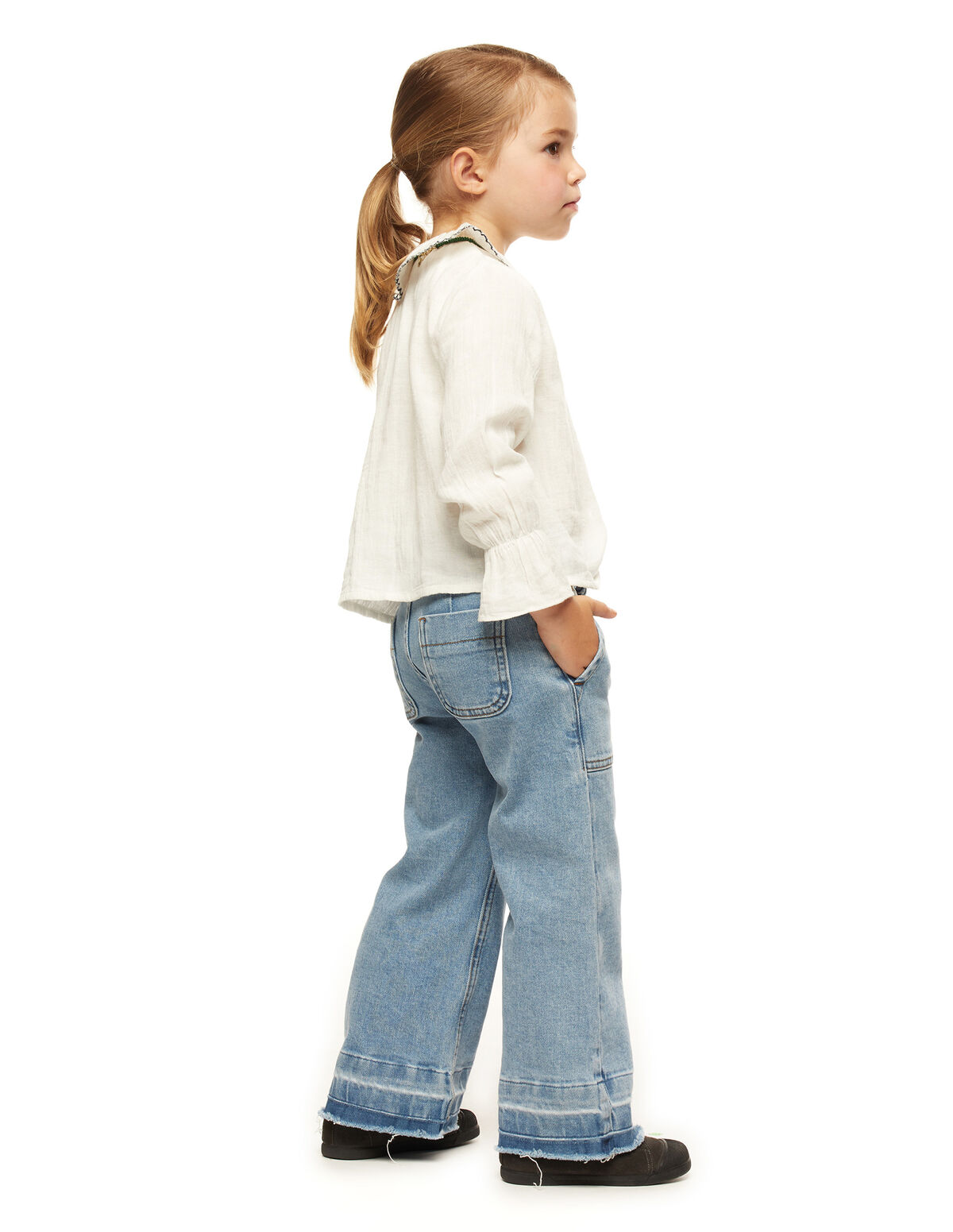 DARK BLUE WAVY NECK SHIRT