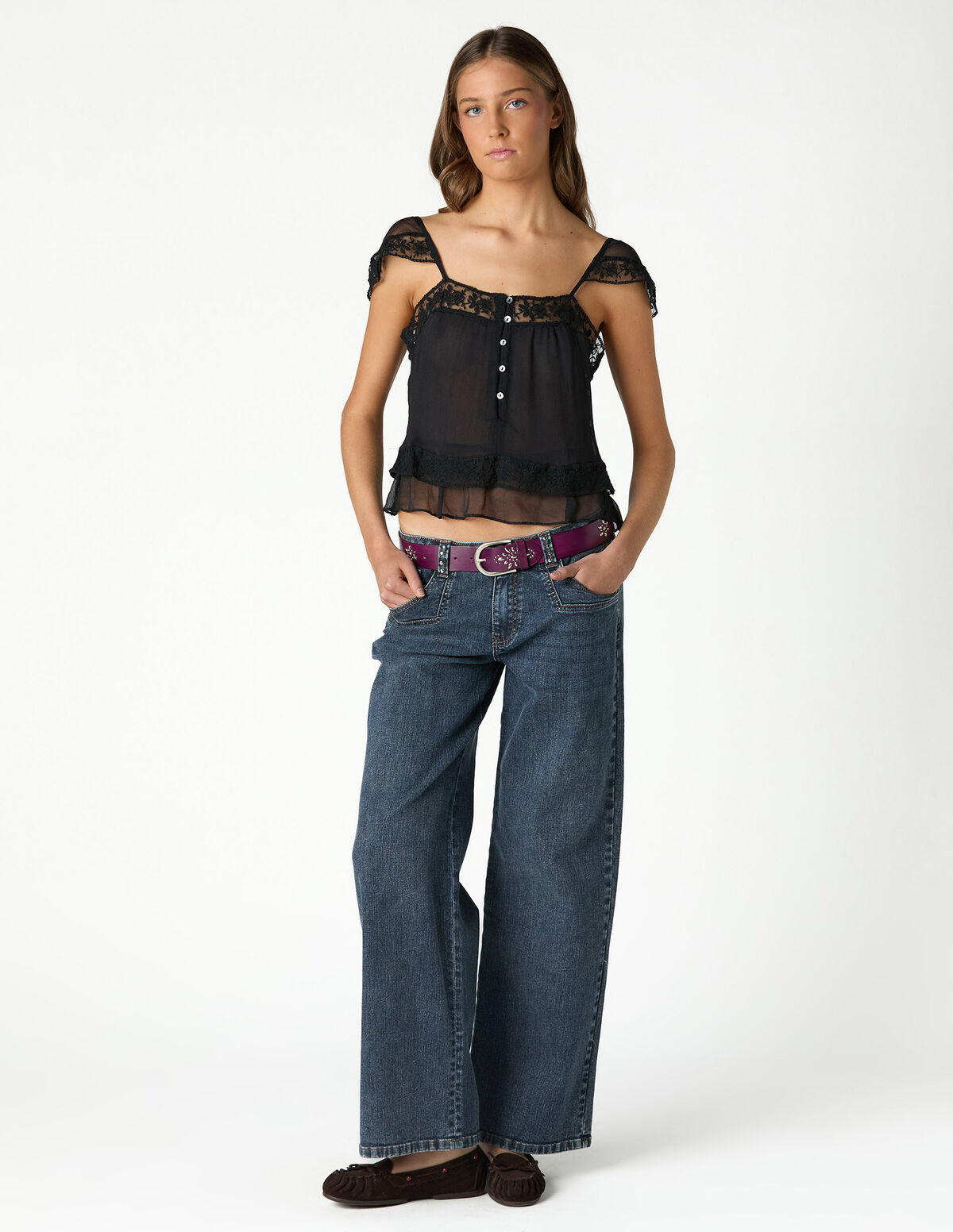 ANTHRACITE STUDDED BELT LOOPS JEANS