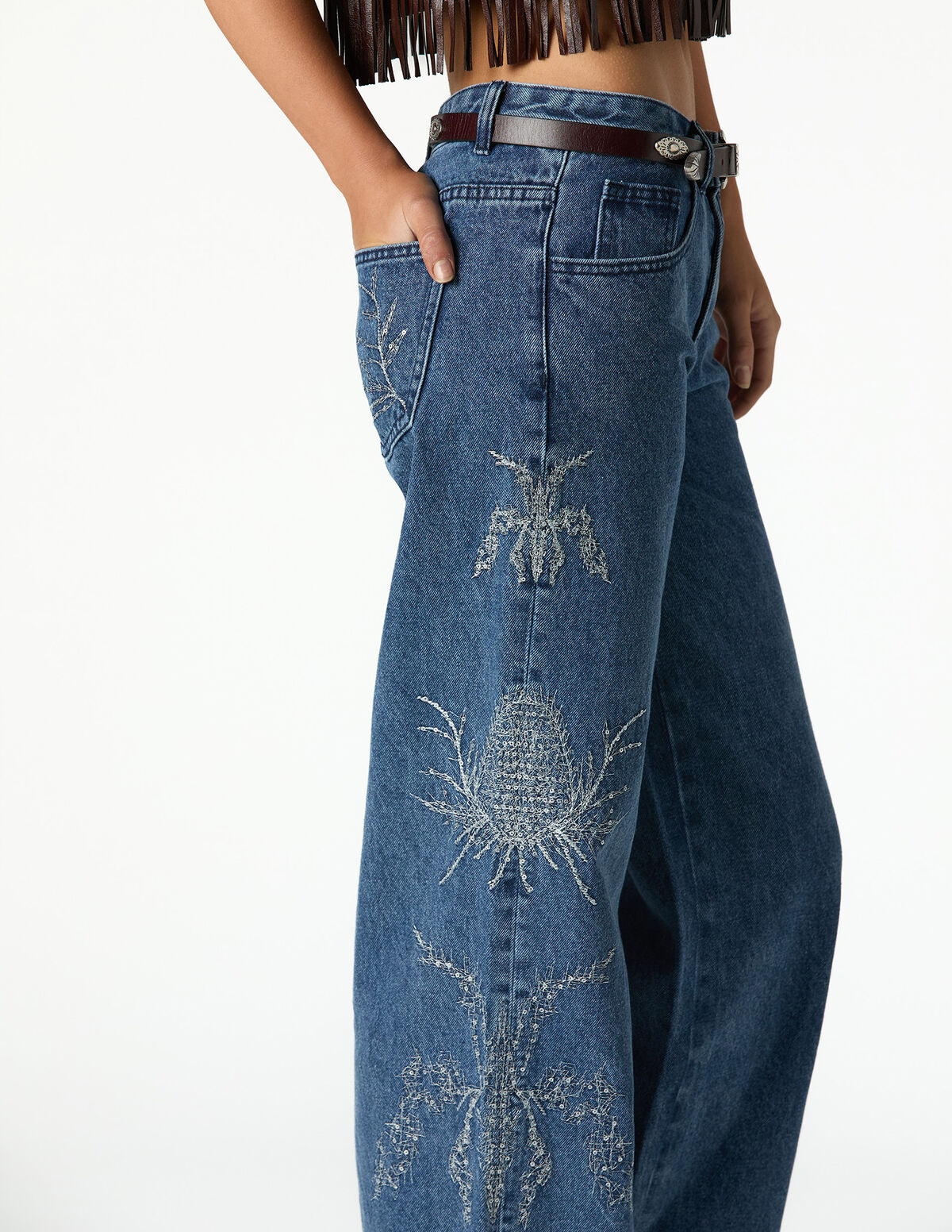 JEANS BORDADOS SEQUINS AZUL