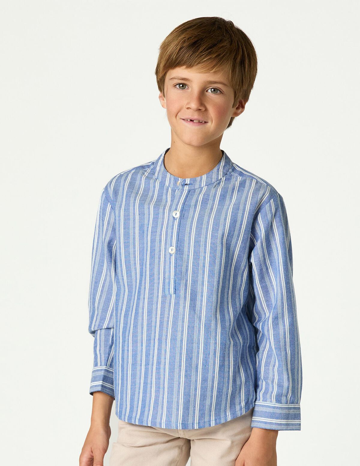ECRU/BLUE STRIPED SHIRT