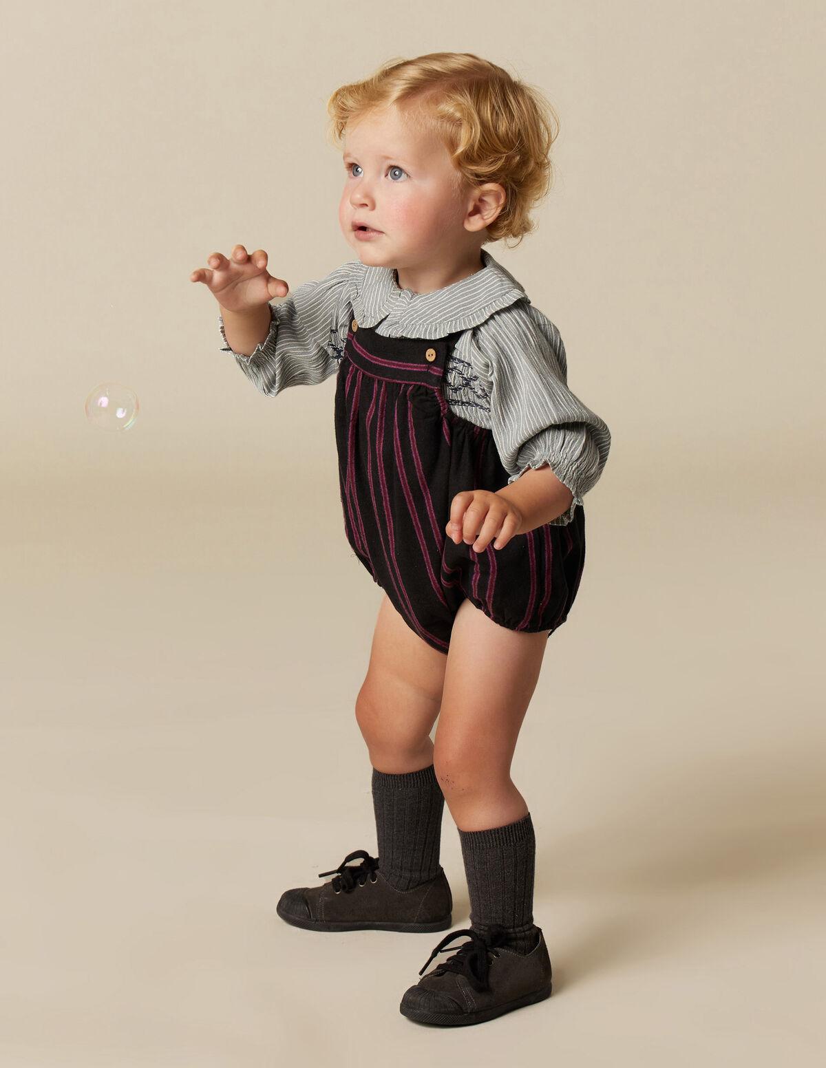 BLACK STRIPED PLAYSUIT