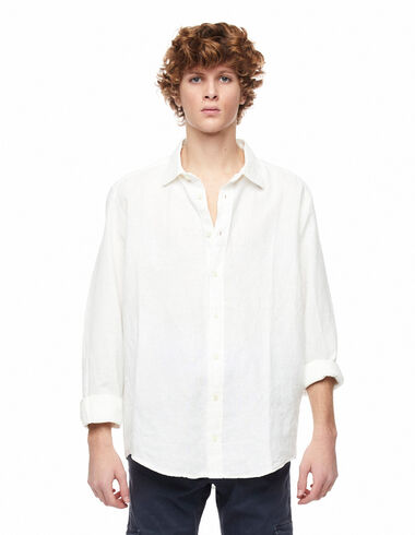 White linen V-neck shirt - Shirts - Nícoli
