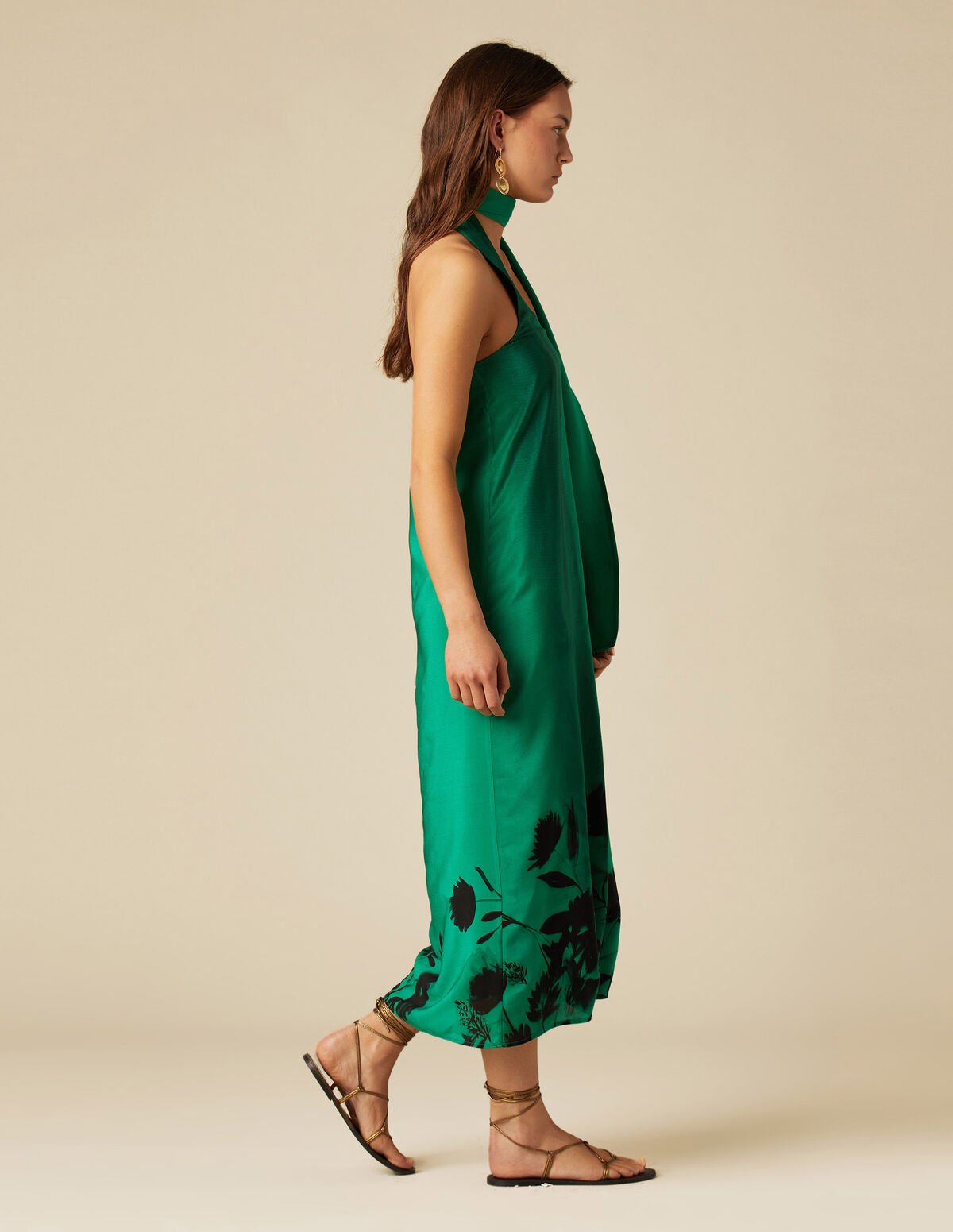 VESTIDO SEDA PRINT VERDE