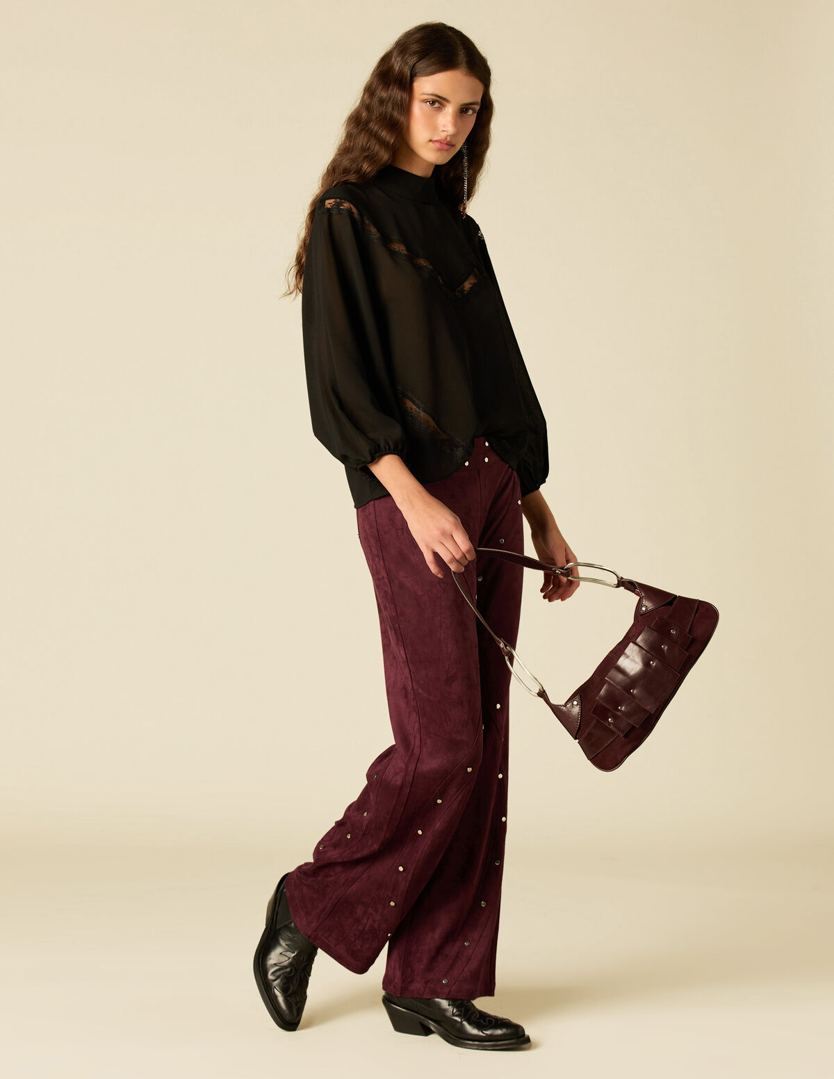 PANTALON CLOUS COURBE MÛRE