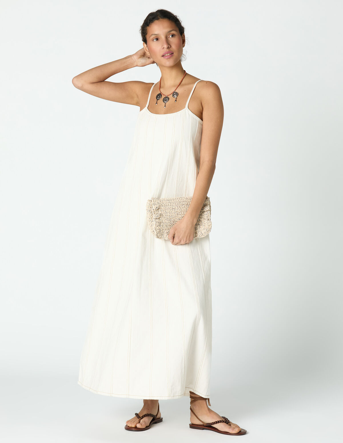 VESTIDO CORTES DENIM BRANCO