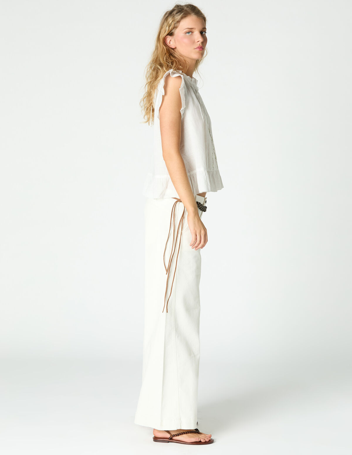 WHITE 'NN' EMBROIDERED TROUSERS