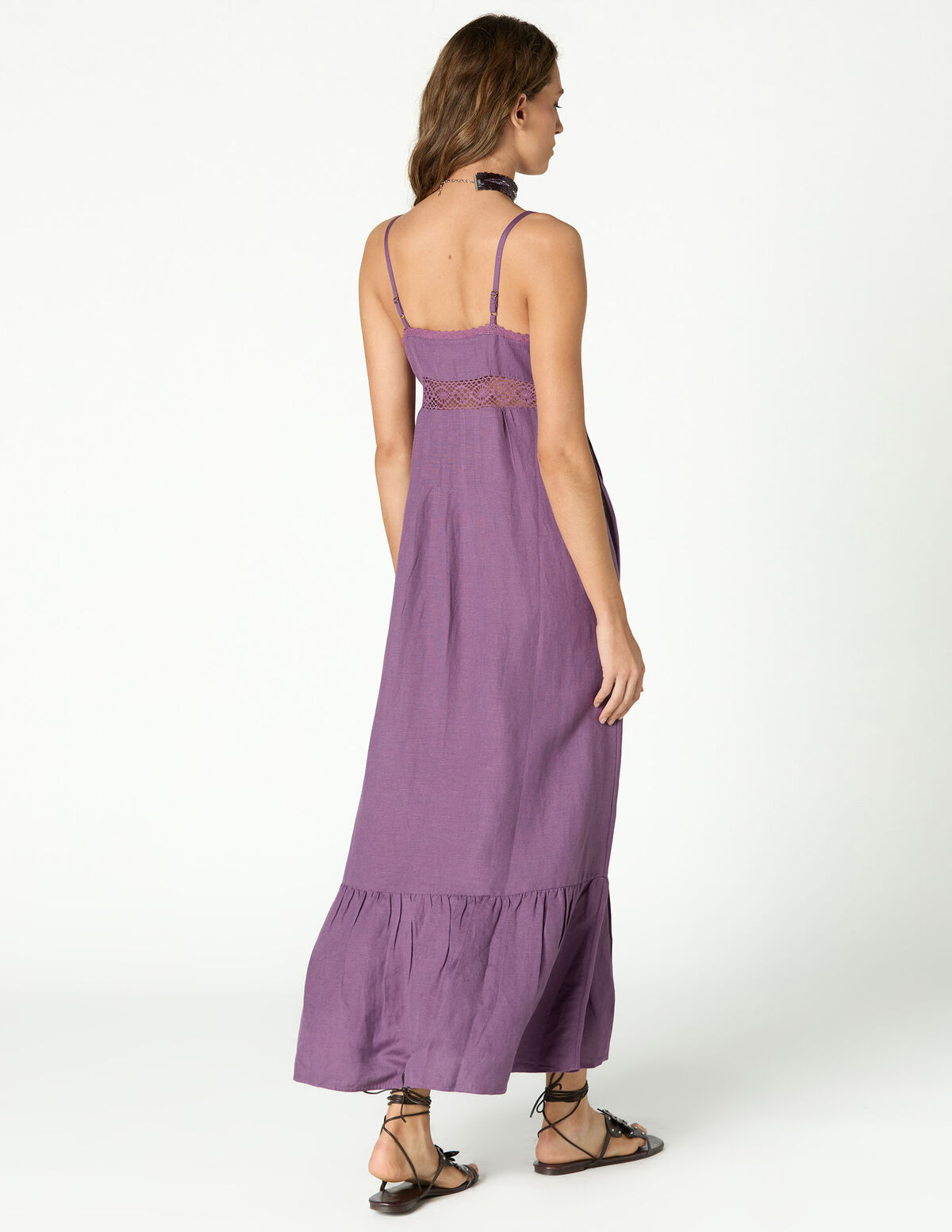 VESTIDO NERVURAS E AL&Ccedil;AS ROXO