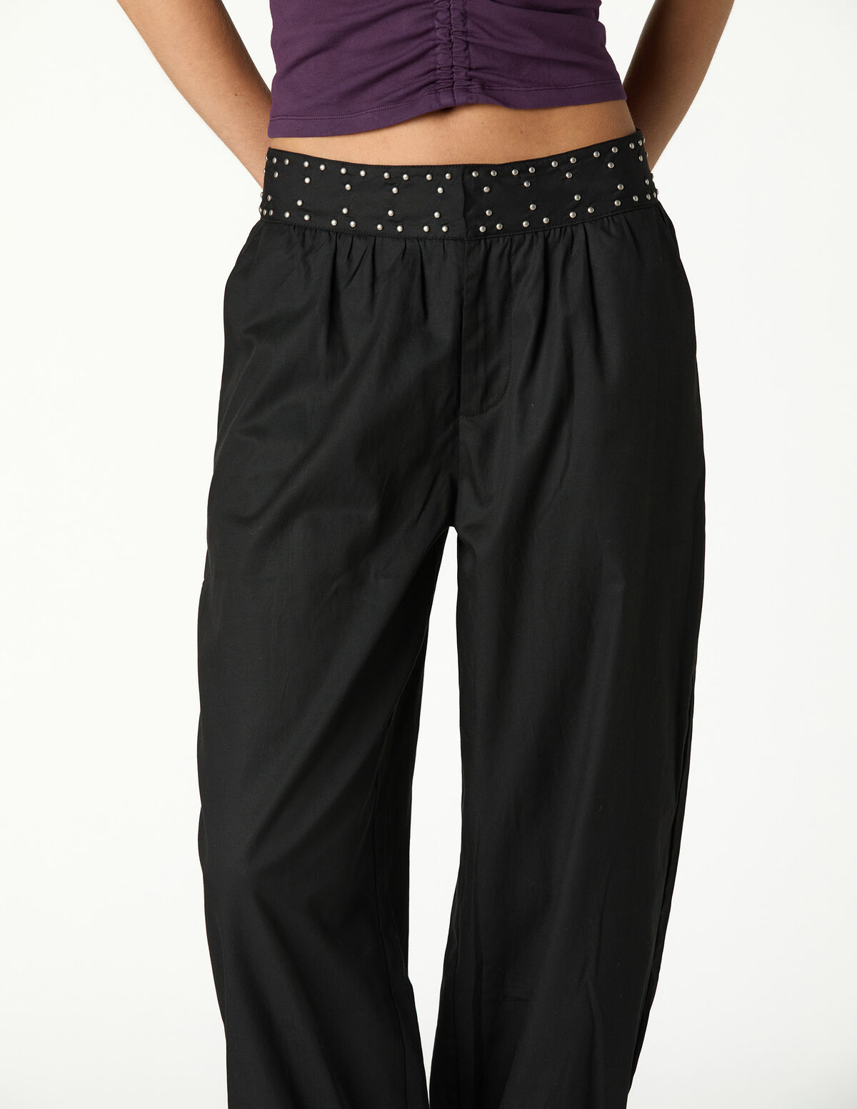 BLACK STUDDED TROUSERS