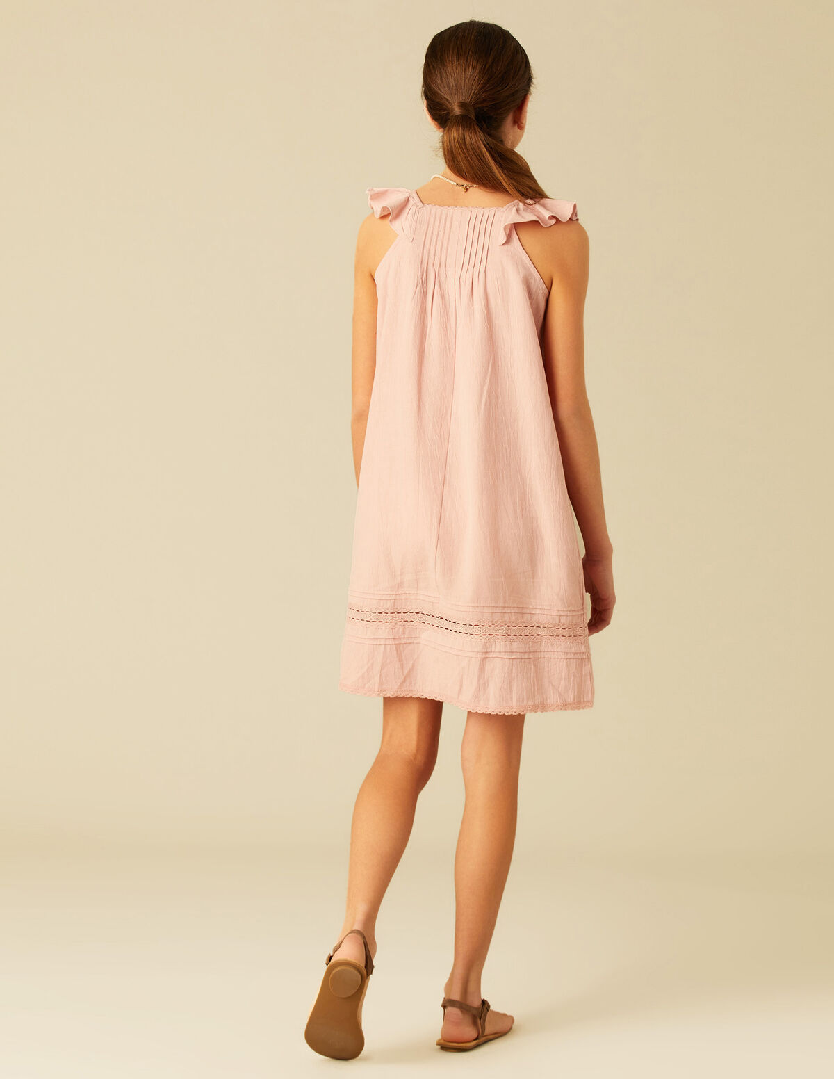VESTIDO JARETAS VOLANTE ROSA