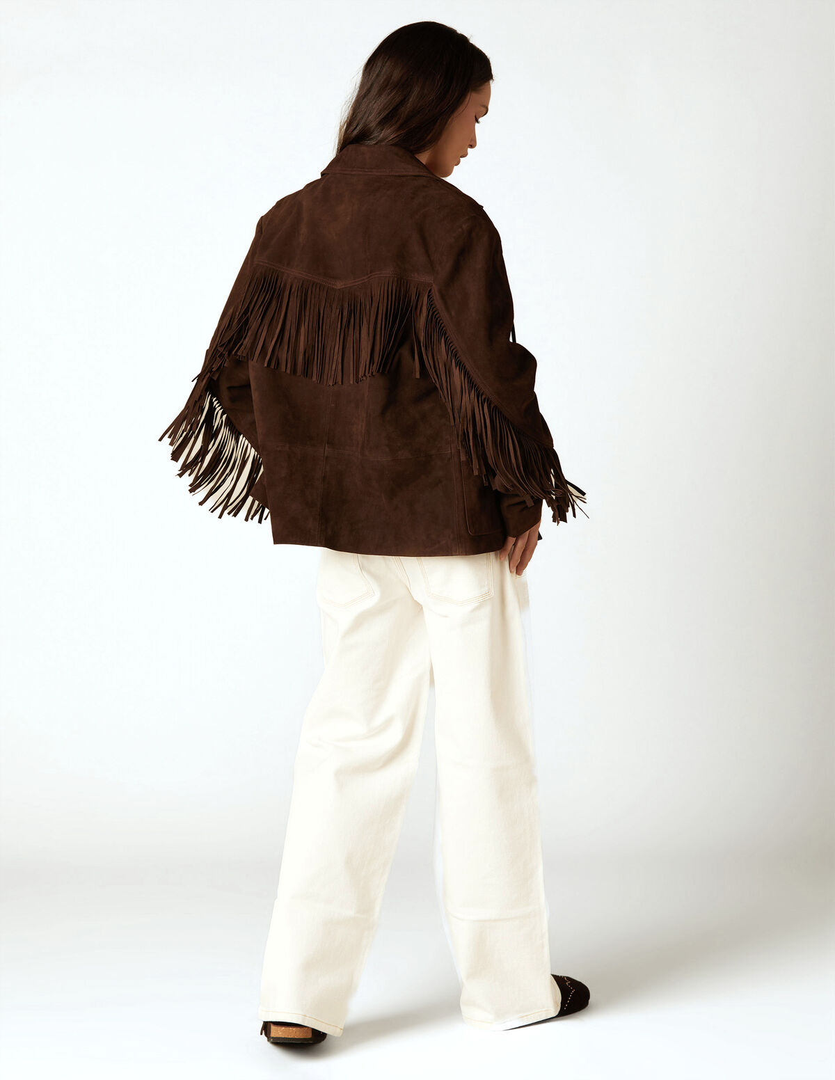 FRINGED SUEDE COAT