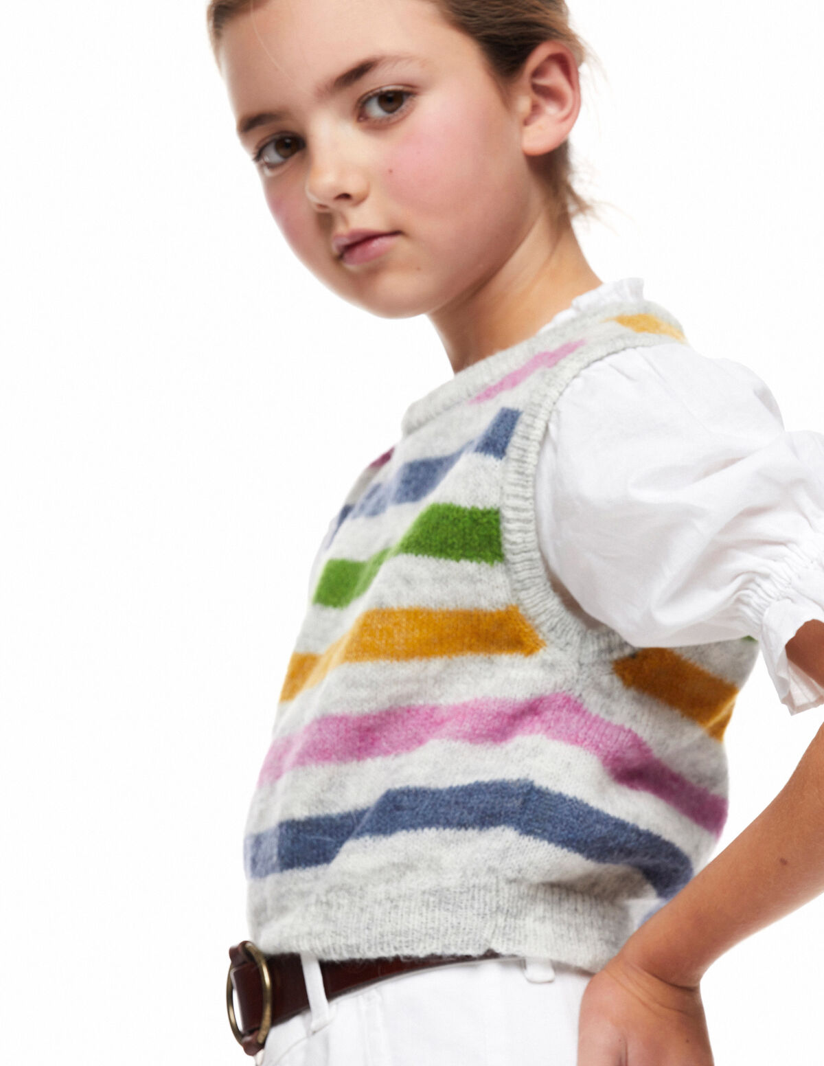 Multicoloured striped gilet