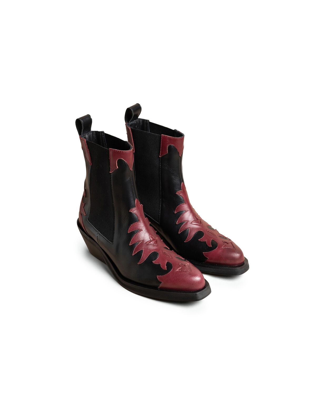 BICOLOR COWBOY ANKLE BOOTS