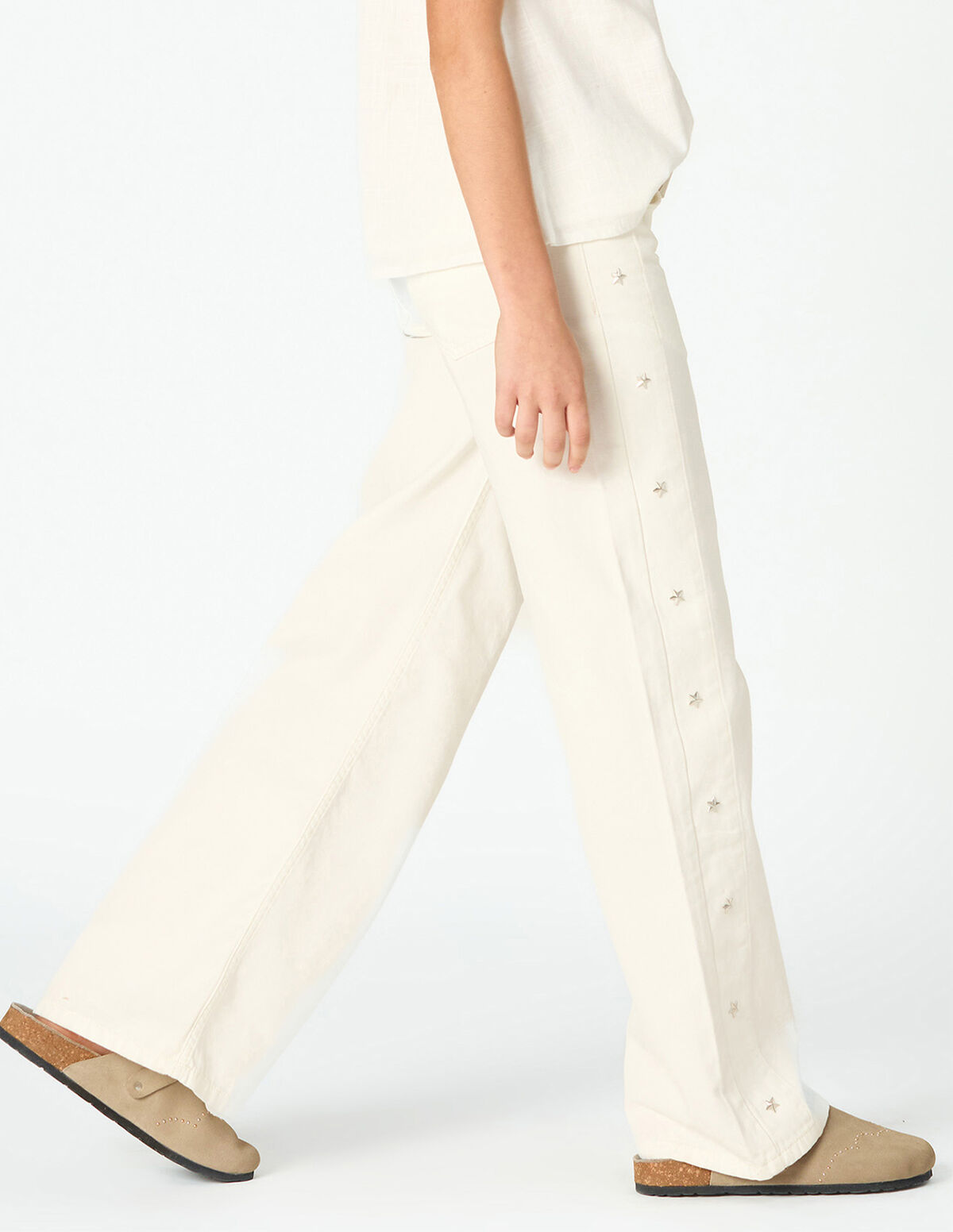 JEANS ESTRELAS LATERAL BRANCO