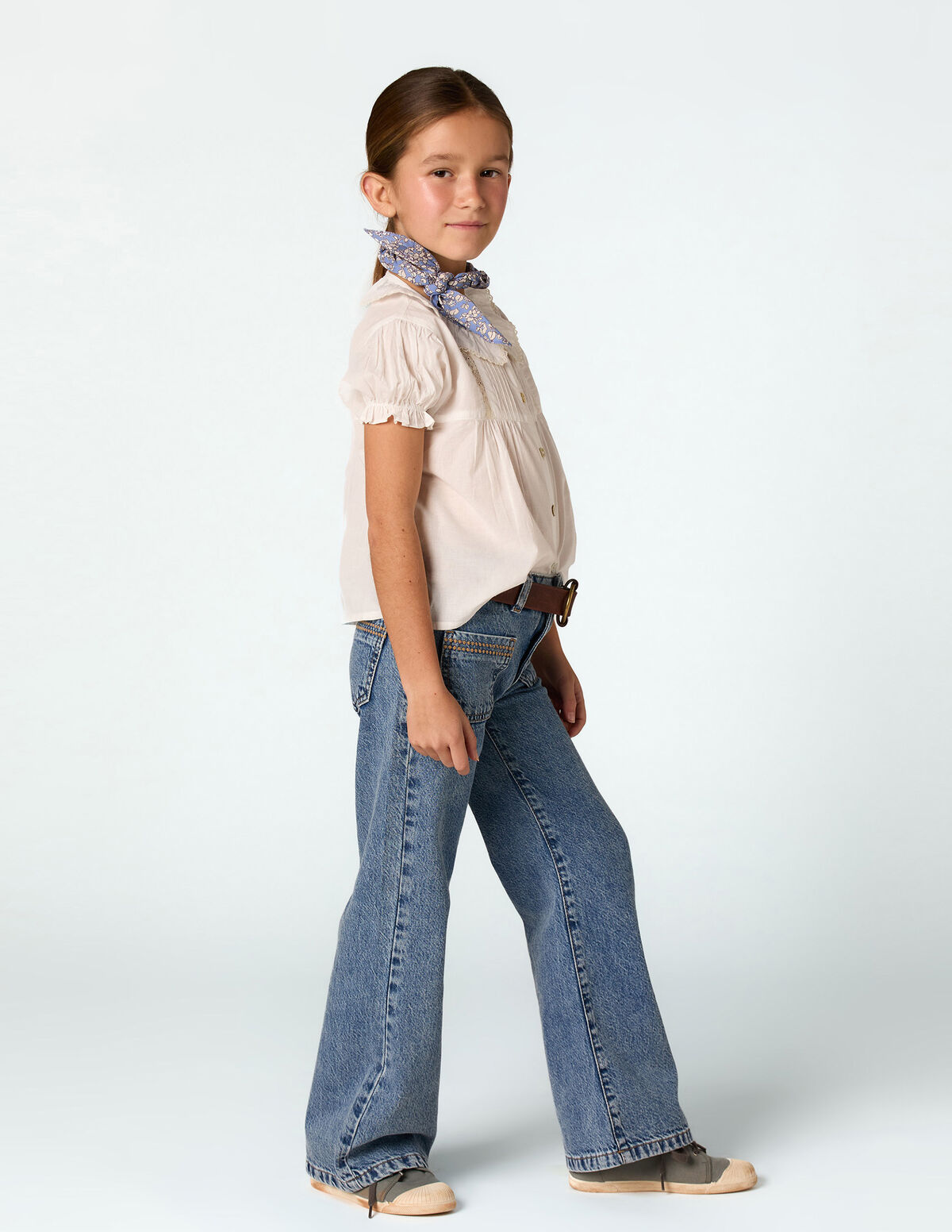 PANTALON BLEU D&Eacute;TAIL POCHES