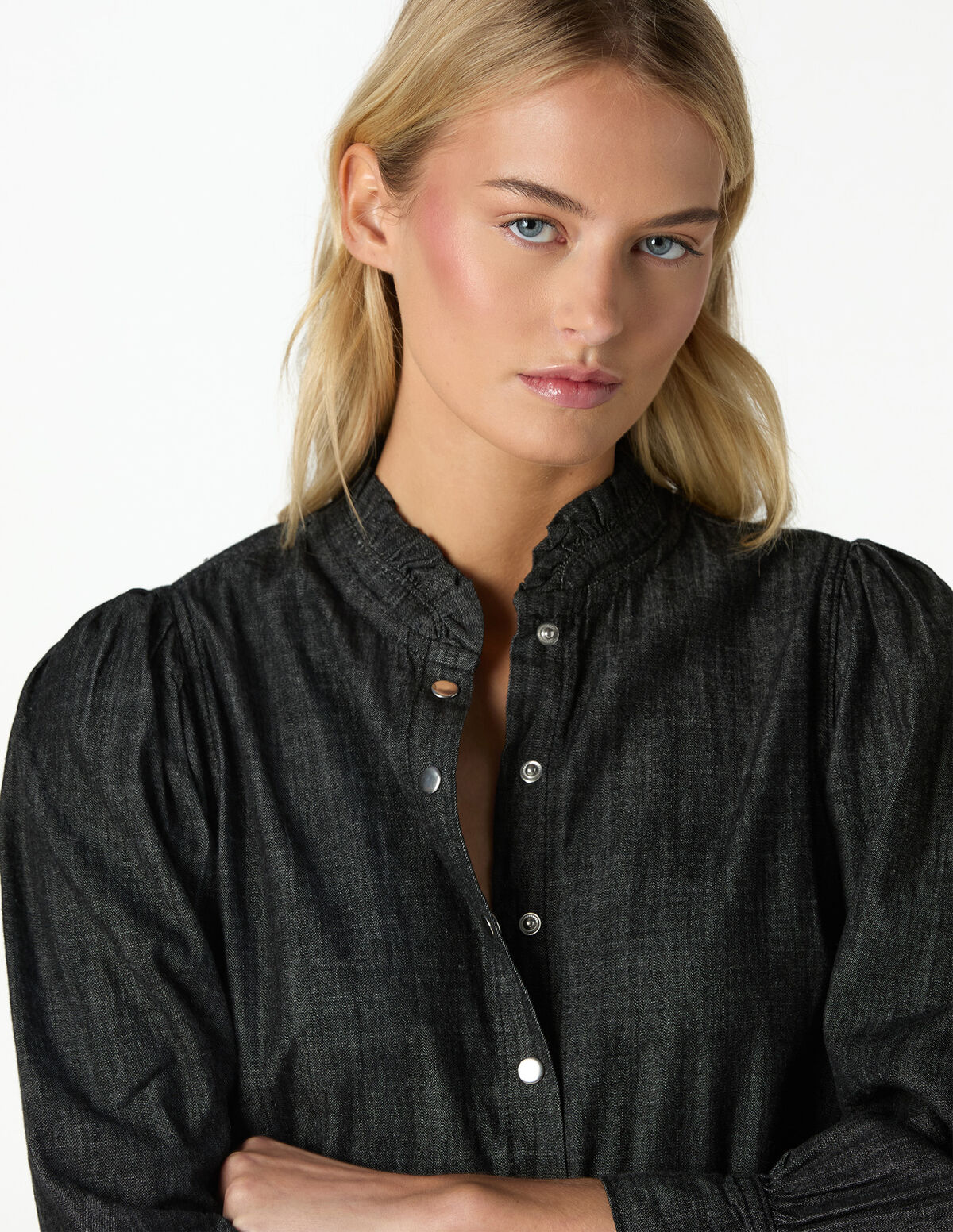 BLACK DENIM SHIRT