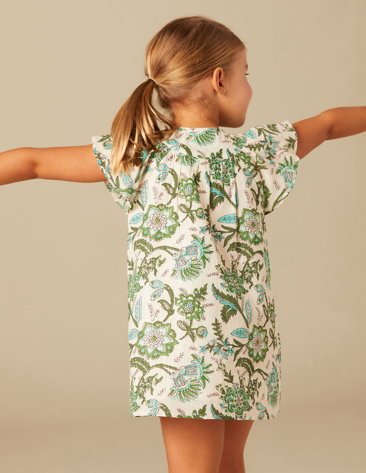 ROBE FLEUR VERTE LUREX