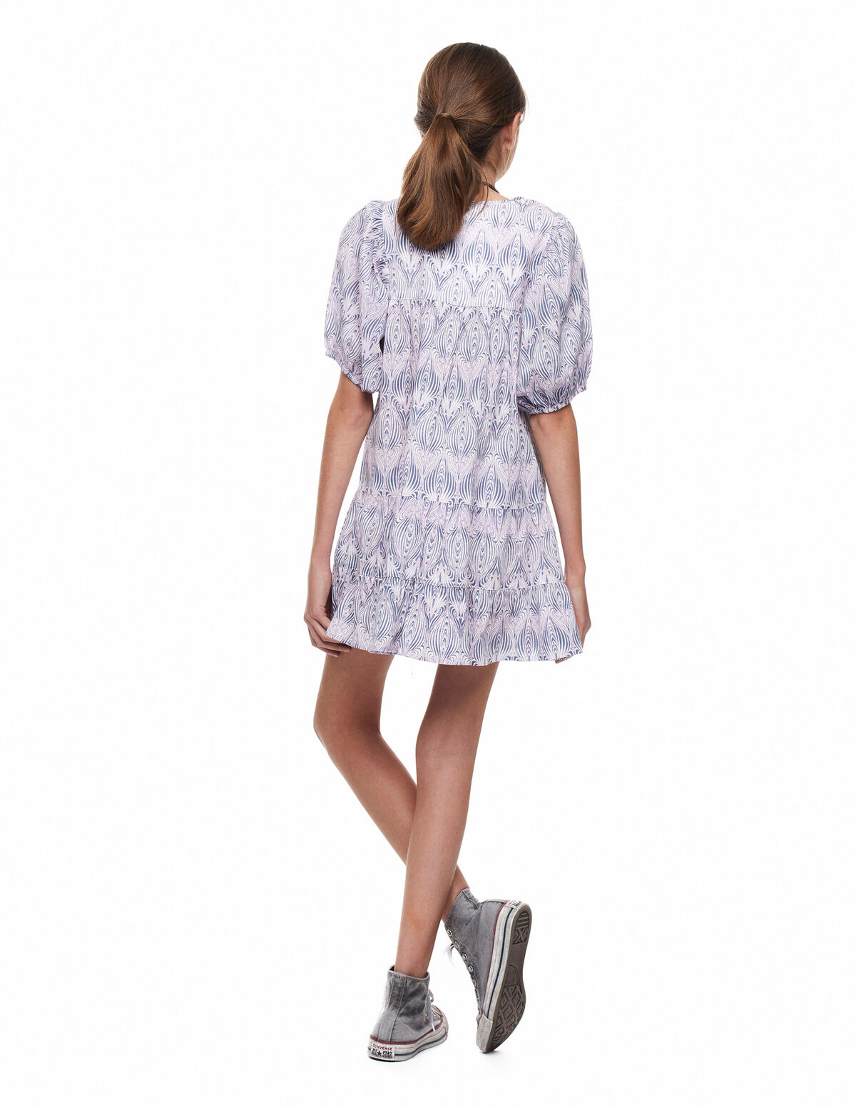 Vestido manga farol botón medusas