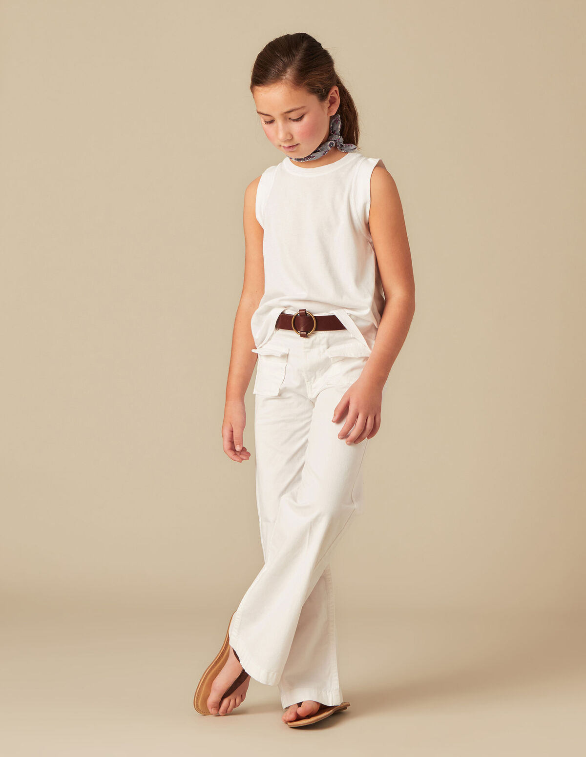 Pantalon rabat poches jean bleu