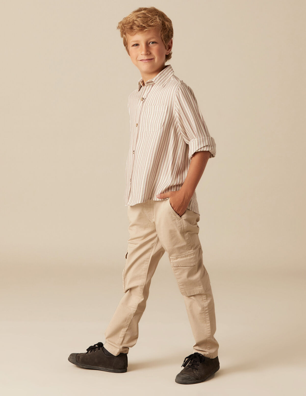 BLUE AND MUSTARD STRIPED SHIRT