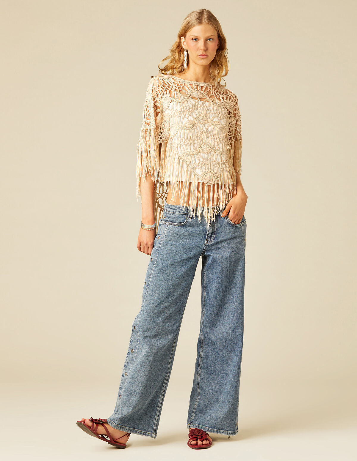 PONCHO CINTAS BEIGE