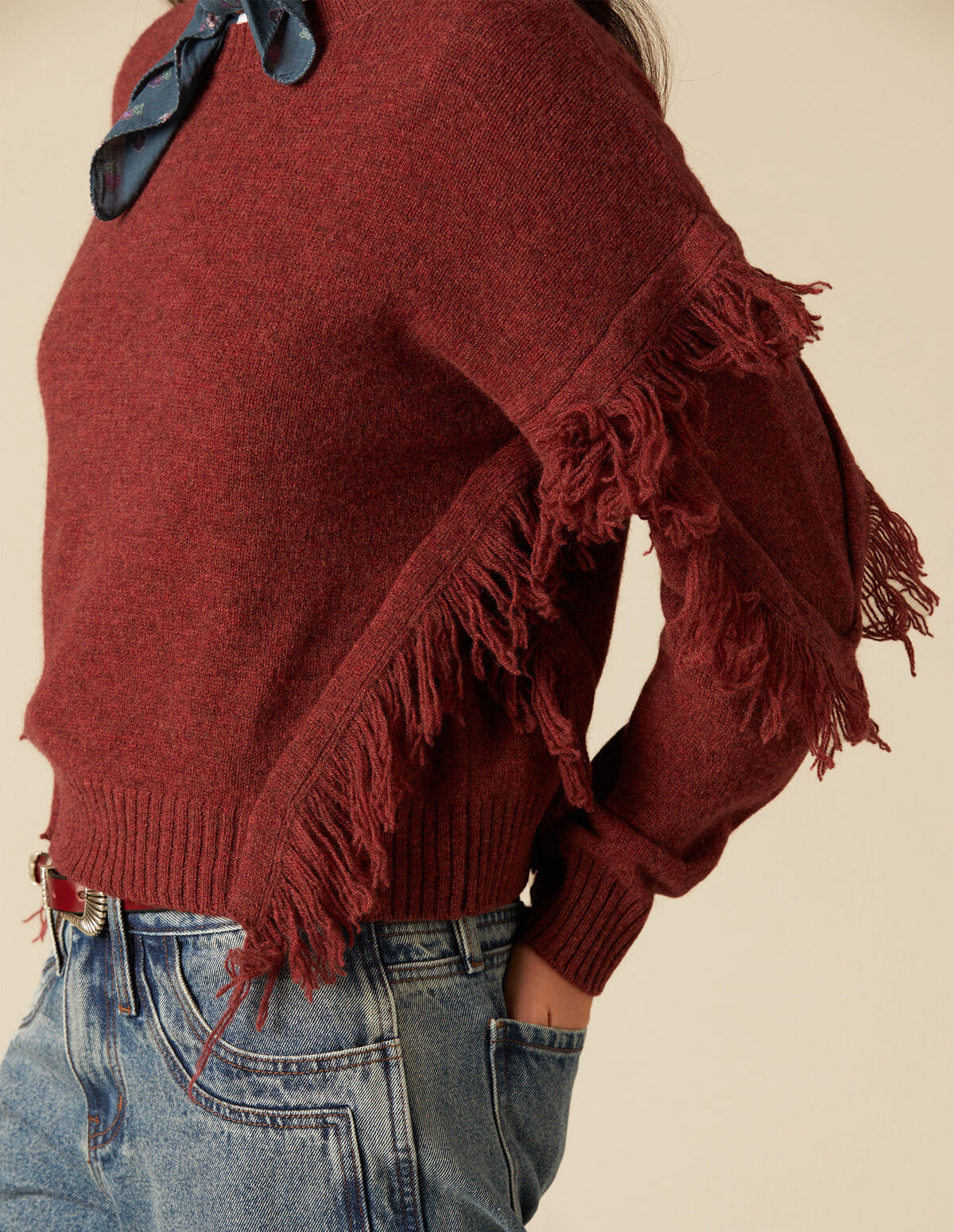 GREY FRINGED JUMPER