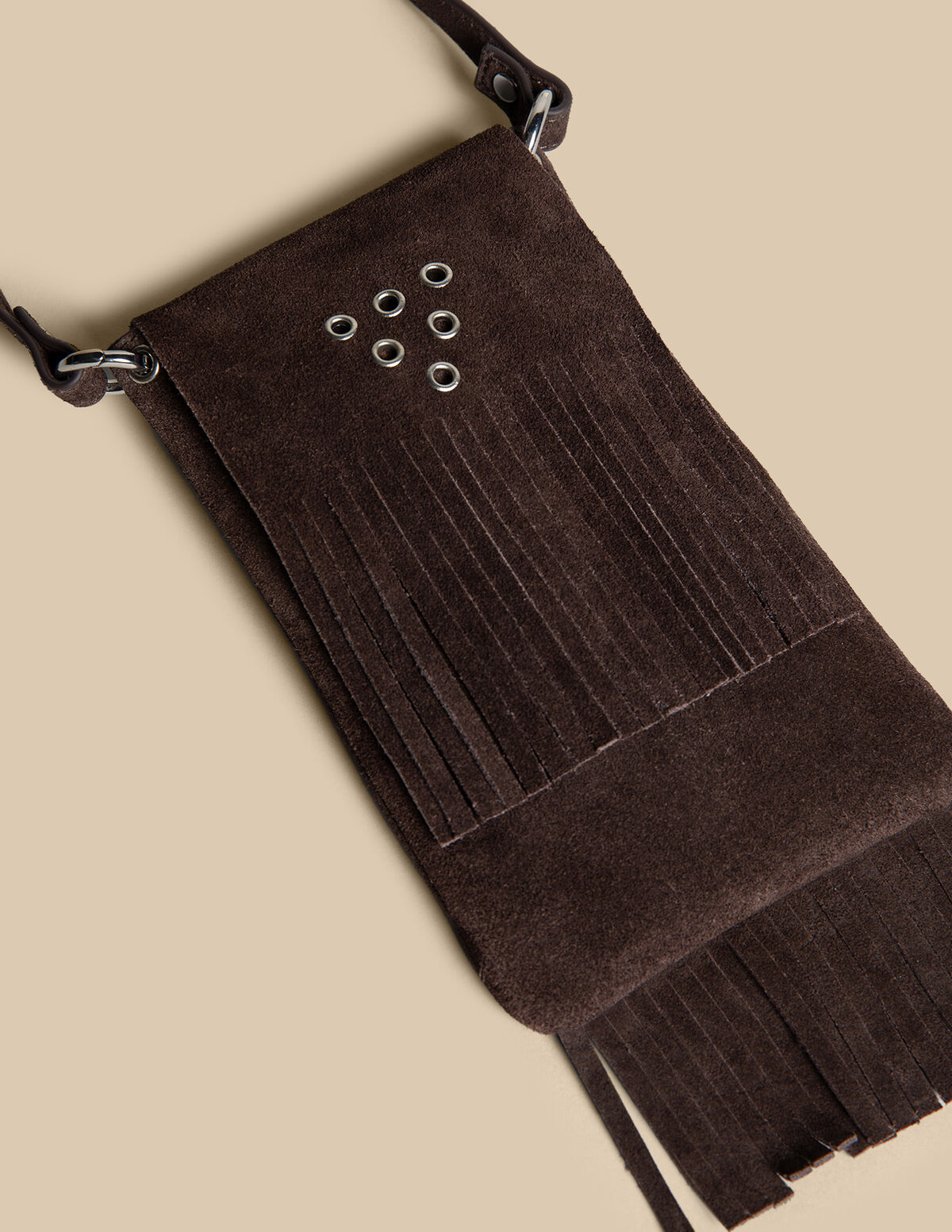 MAROON FRINGED SUEDE BAG