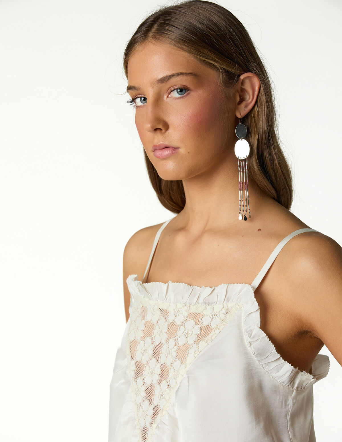 ANTHRACITE FLOWER LACE TOP