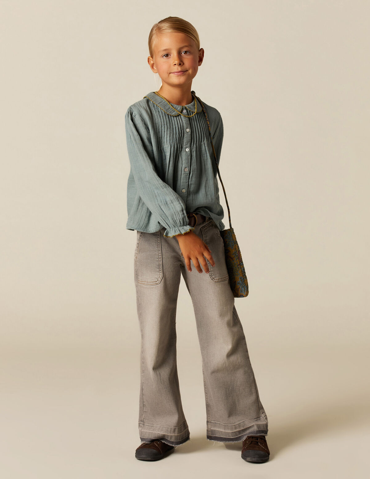 CAMISA VERDE PESPONTO MOSTARDA