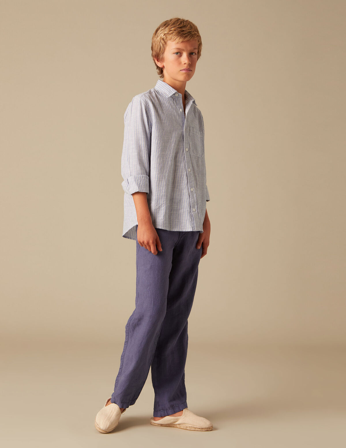 BLUE LINEN TROUSERS