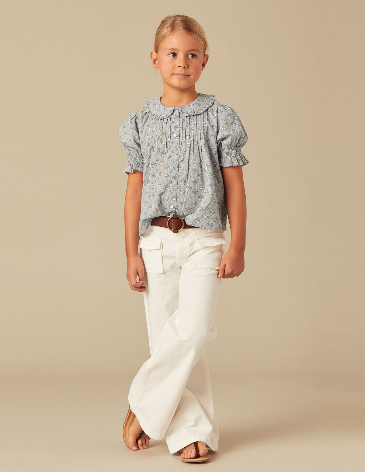 Pantalon rabat poches jean bleu