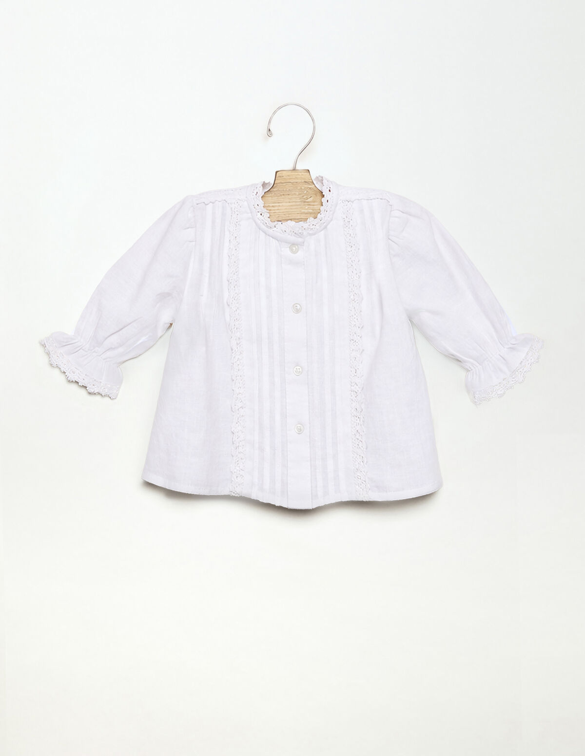 CAMISA JARETAS ENCAJE CRUDA